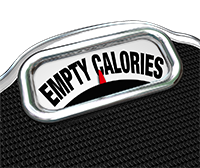 Empty calories written on weighing scales