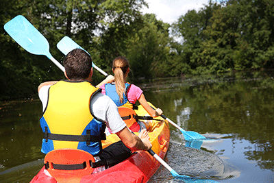 Two people in a canoe