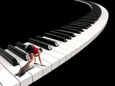 Runner on a piano keyboard